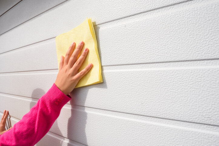 Cleaning a garage door